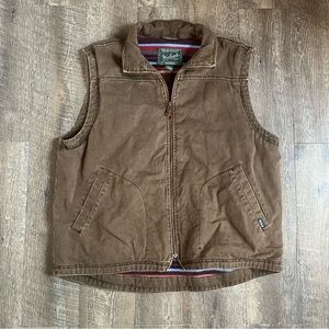 Vintage Woolrich Brown Vest Canvas Blanket Lined Striped Size Men’s XLarge
